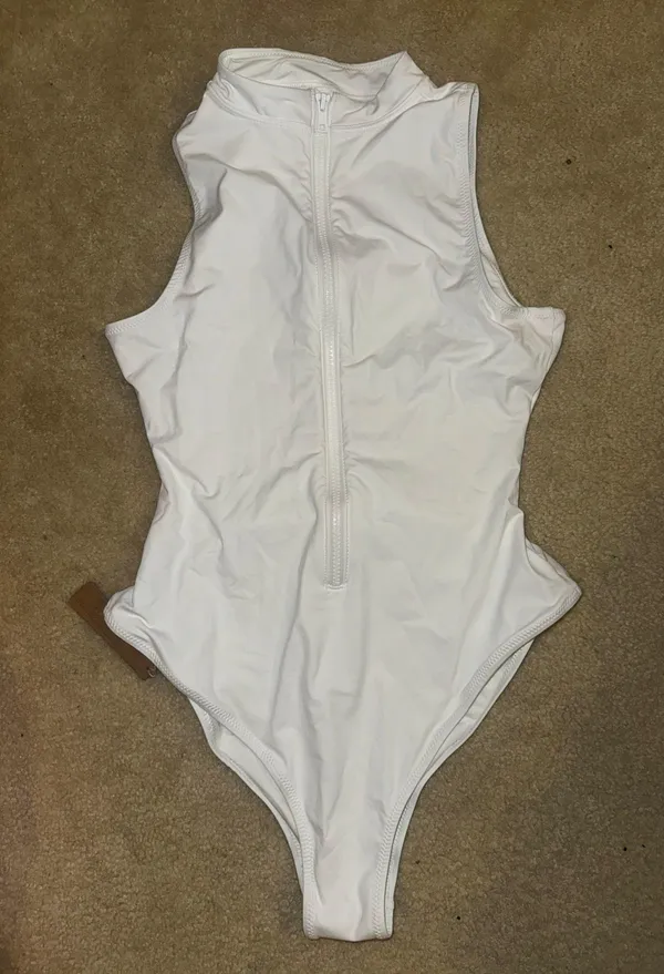 SKIMS Signature Swim Zip Front Sleeveless One Piece Swimsuit - Image 4