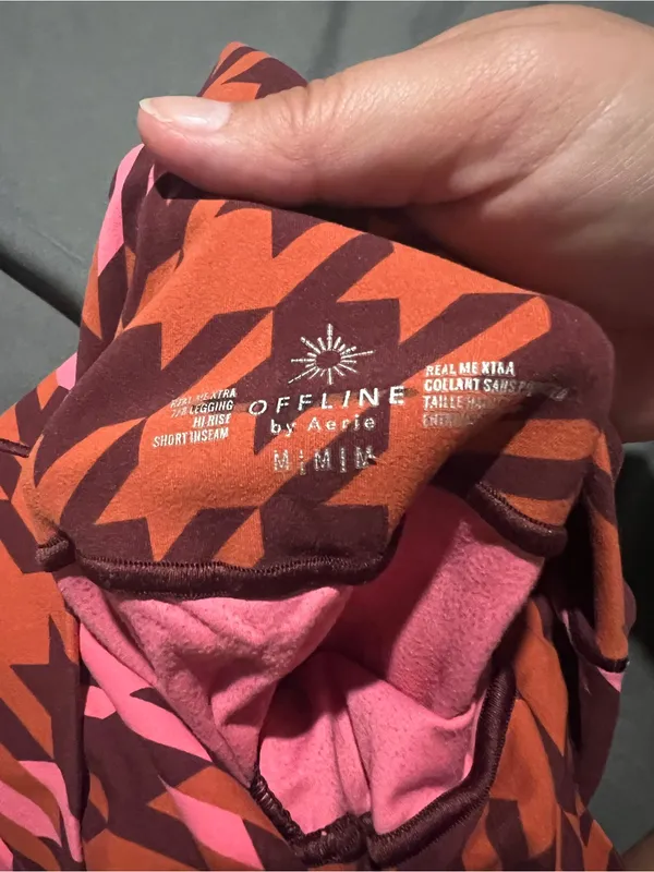Aerie Houndstooth Print Leggings in Rust & Pink - Image 7