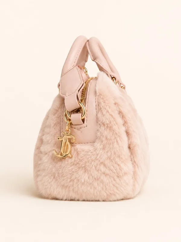 Juicy Couture Semi Charmed Faux Fur Mini Satchel Crossbody Blush NWT - Image 4