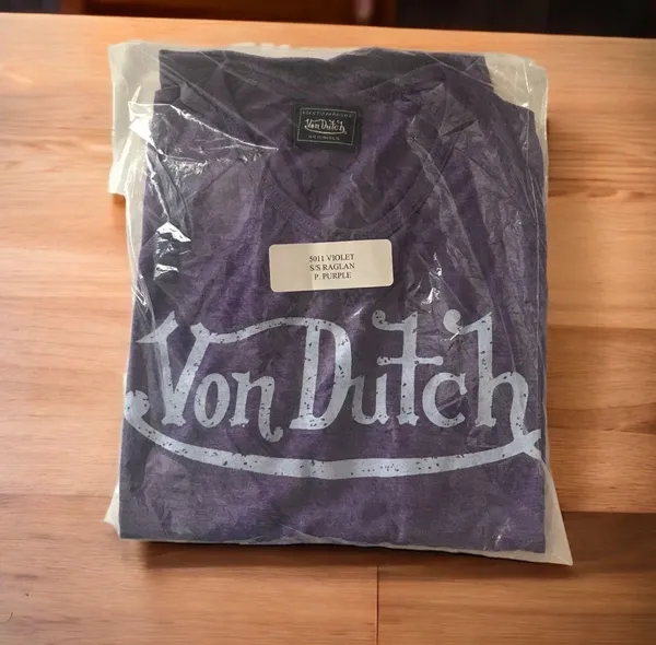 Von Dutch New NEW Womens Small Purple Short Sleeve Raglan Tee - Image 4