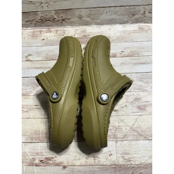 Crocs Classic Lined Clogs Men's Size 5 Women's Size 7 Olive Green Fuzzy Comfort - Image 4