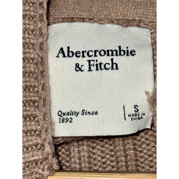 Abercrombie & Fitch Brown Ribbed Knit Long Sleeve Mock Neck Sweater Top Size S - Image 4
