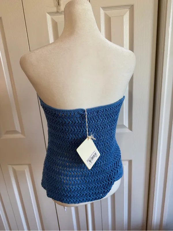 Peppermayo Crochet Tube Top S/M Blue NWT - Image 2