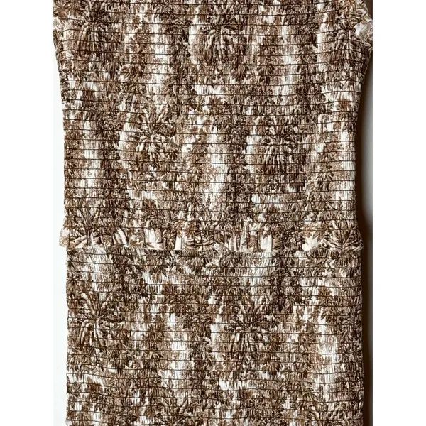 Bec + Bridge Brown And Ivory Cotton Smocked Toile Print Gloria Mini Dress Size 2 - Image 11