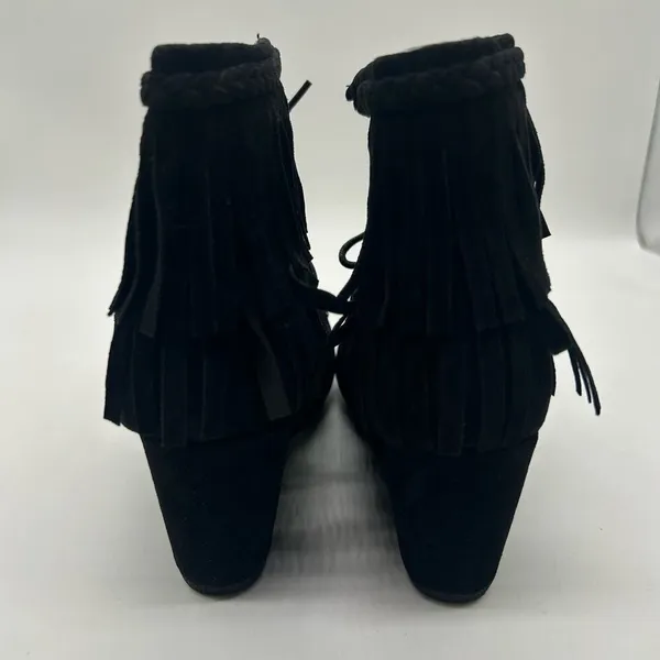 Top Moda Boots Womens 6.5‎ Black Moc Toe Lace Up Wedge Moccasin Bootie NEW - Image 5