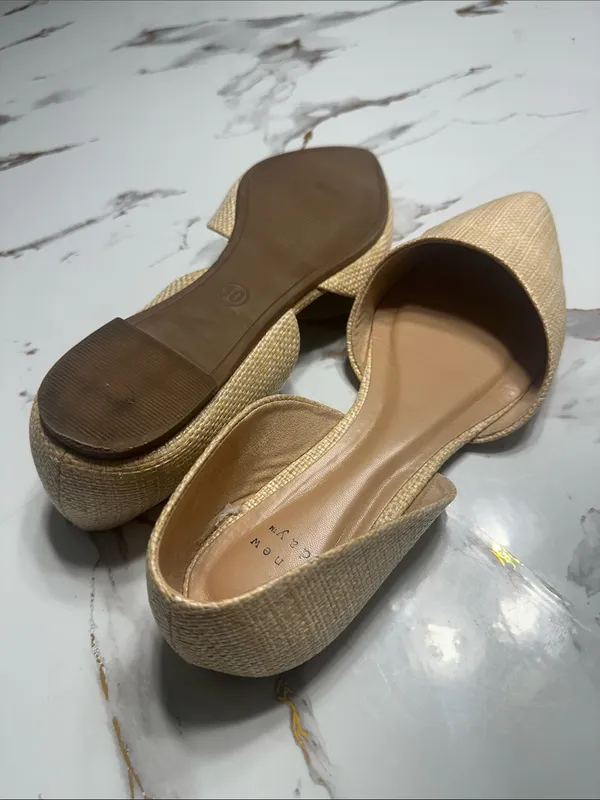 a new day Beige woven Pointed-Toe Ballet Flats. - Image 9