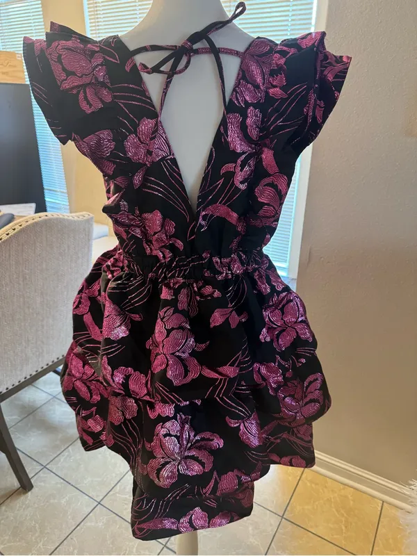 Gorgeous Buddy Love metallic black and pink ruffle homecoming cocktail dress - Image 6