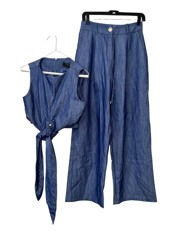 Commense Cross-Tie Crop Top & Wide-Leg Pants Set – Size Small (US 4) NWT - Image 4