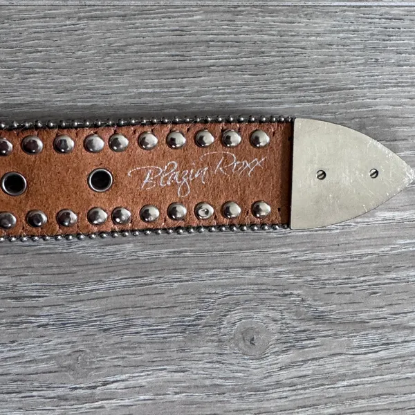 Blazin‎ Roxx Womens Western Snakeskin Rhinestone Studded Leather Belt Grey M - Image 4