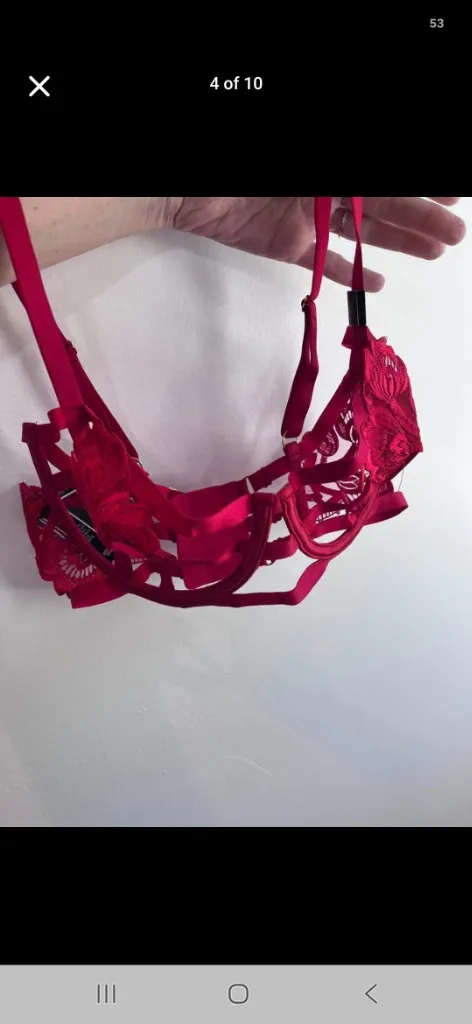 Victoria's Secret Balconette Red Strappy Cage Bra - Image 4