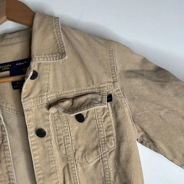 Abercrombie & Fitch Women’s Vintage Cotton Corduroy Jacket Tan Y2K size XS - Image 6