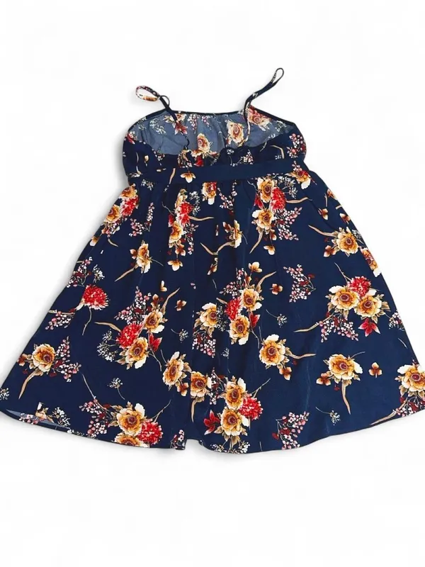 SheIn Maternity Navy Floral Spaghetti-Strap Sun Dress - Image 4