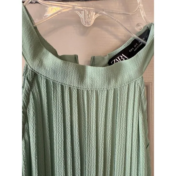 Zara Sea Green‎ Pleated Halter Neck Jumpsuit Size Small - Image 6
