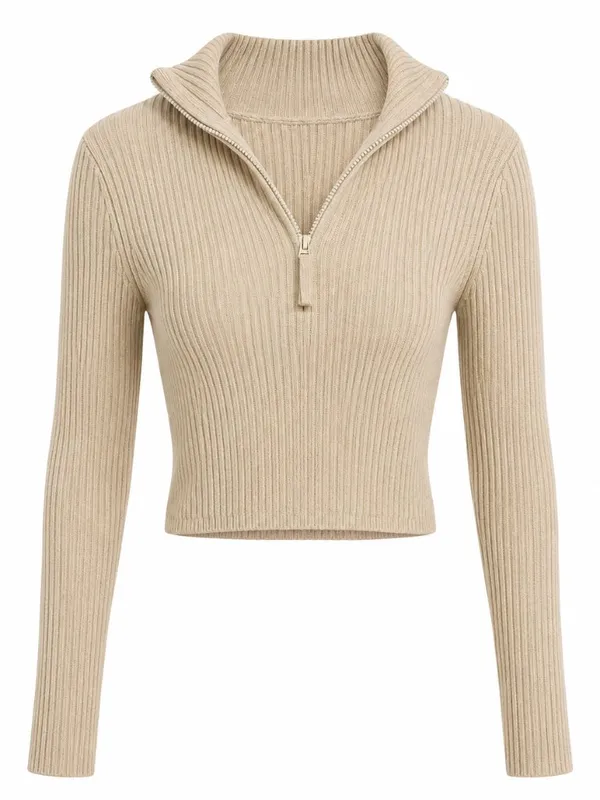 Aerie Cream Cropped Knit Sweater Pullover M - Image 2