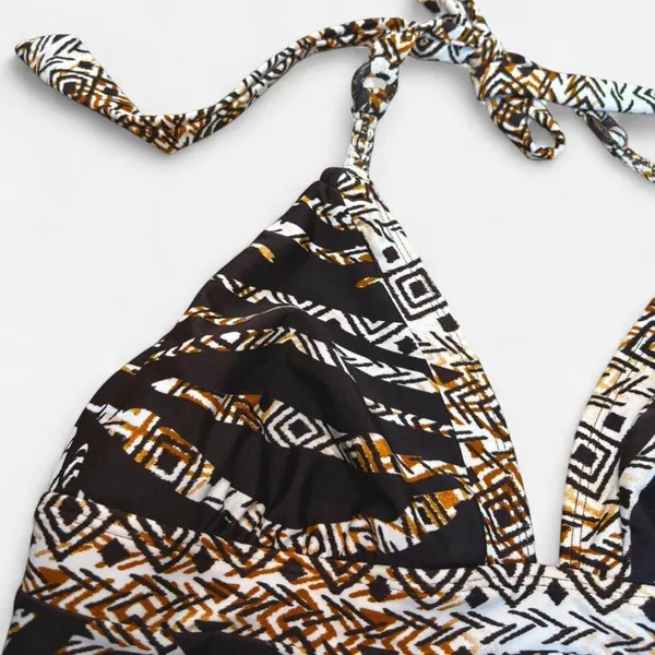 Brown patterned swim top - Image 2