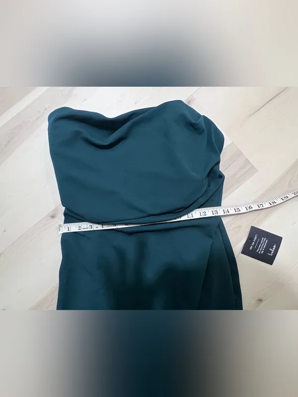 Lulus NWT Women Medium Emerald Green Strapless Pleated Maxi Gown Dress - Image 7