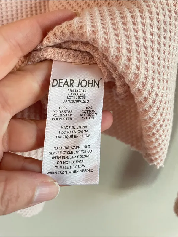 Dear John Sepia Rose Waffle Henley Long Sleeve Top Size Small - Image 5