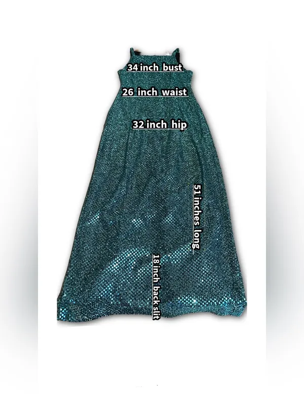 Vintage 1990'S All That Jazz Teal/Aqua Sequin Mesh Formal Dress (5/6) - Image 11