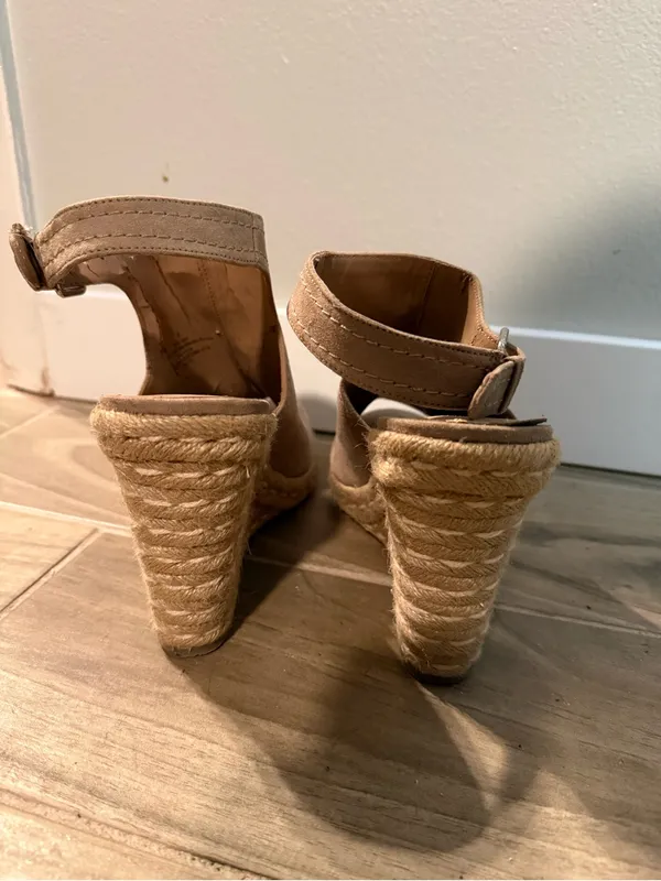 Merona Taupe Suede Open-Toe Espadrille Wedges - Image 3