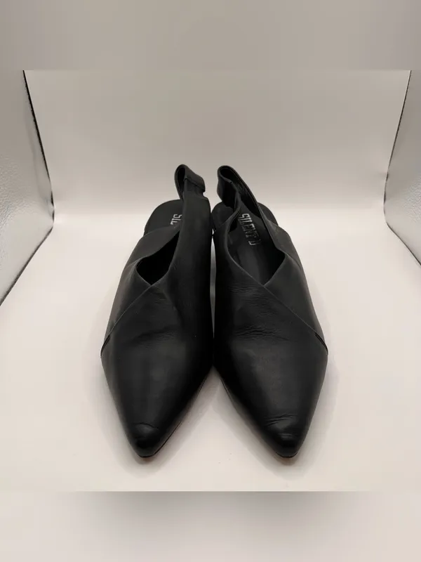 Silent D Anthropologie black leather slingback pointed toe block heel 39 US8.5 - Image 5