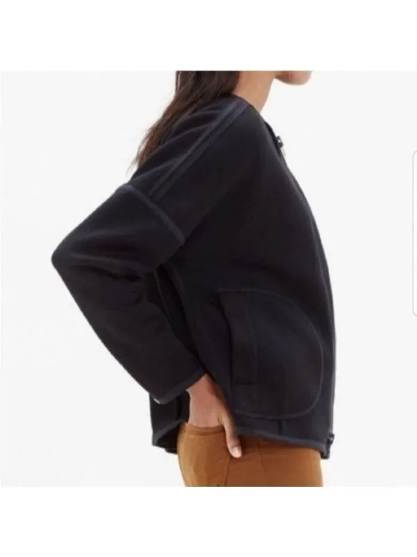 Madewell Oversized The Everywhere Black Jacket Full Zip Size XS Bomber Jacket - Image 3