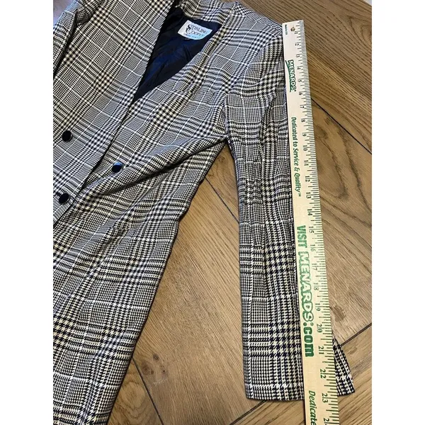 Vintage Stirling‎ Cooper Checkered Blazer Jacket Size 8 Business - Image 4