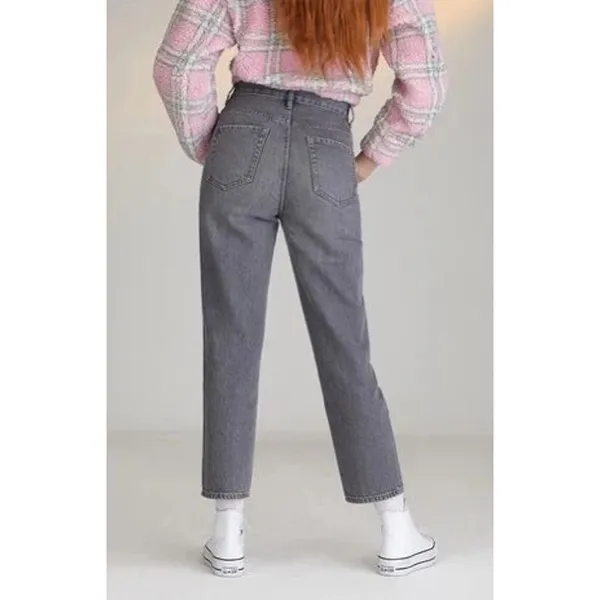 Pacsun Eco Gray High Waisted Straight Leg Button Fly Ankle Cropped Jeans 23 - Image 9