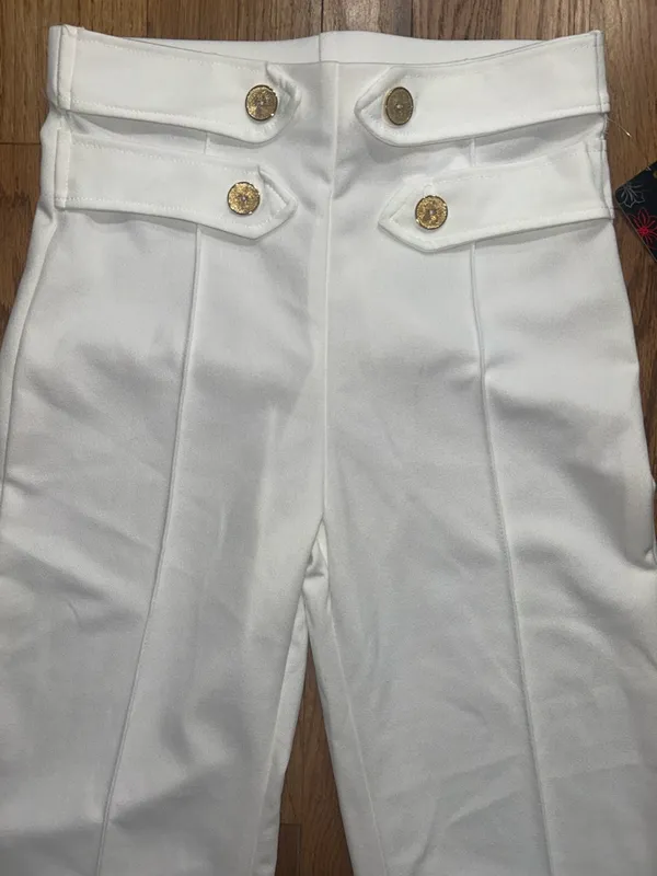Sensational Collection White High-Waist Sailor Style Wide Leg Pants Large NWT - Image 2