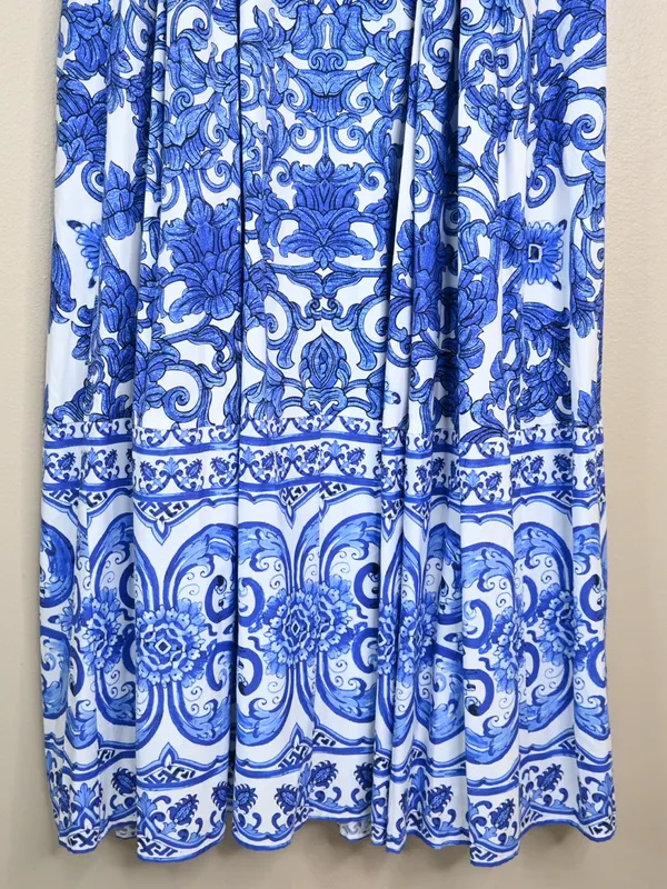 Antonia Melani Women's 8 Gabriela Printed Cotton Poplin Lined Midi Dress - Image 9