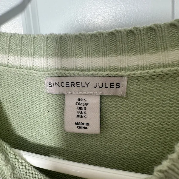 Pickleball League Hamptons Embroidered Sweater Sincerely Jules Womens S Green - Image 3