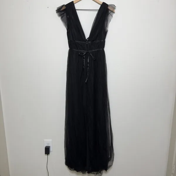 NEW Lulus Women Im All Yours Dress XS Black Tulle‎ Flutter Plunging Maxi Gown - Image 2