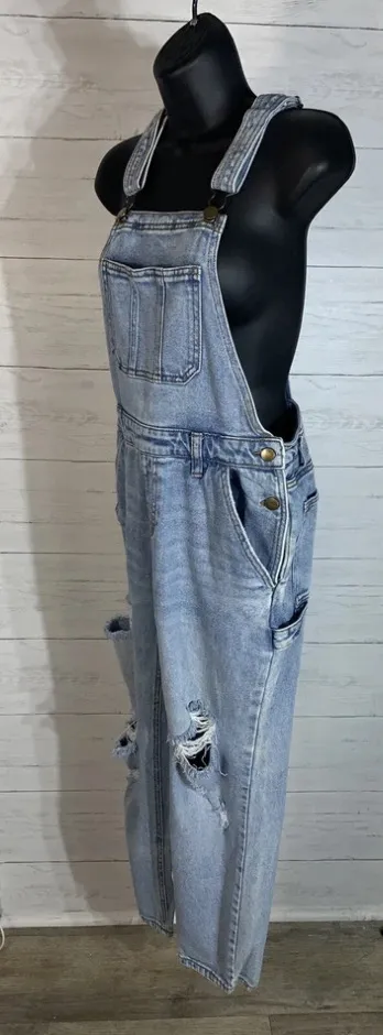 LOVE FIRE Distressed Denim Overalls XS womens - Image 2