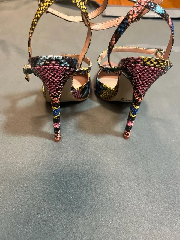 Steve Madden Multi-Color Snakeskin Pointed Toe Ankle Strap Pumps Size 9M - Image 5