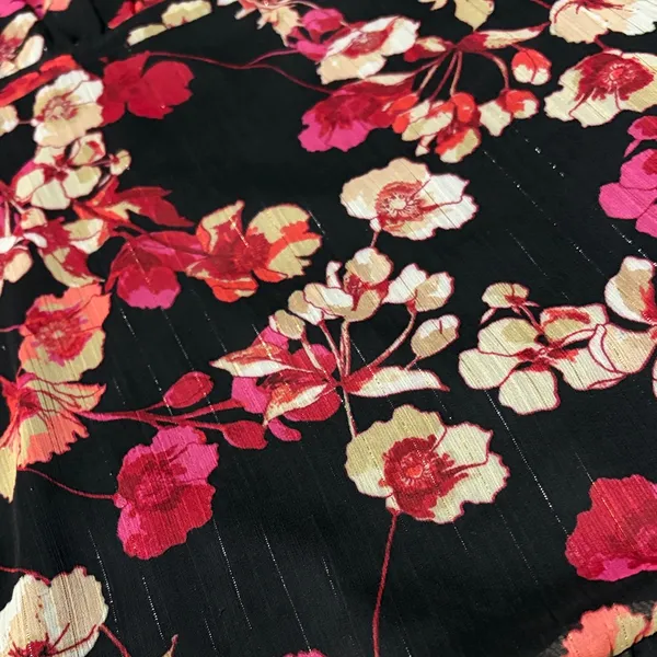 Tommy Hilfiger Black and Reddish Pink Floral Long Sleeve Dress metallic NWT - Image 5