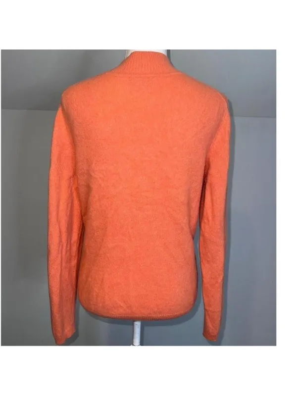100% Cashmere V-Neck Sweater Orange Size XL - Image 4