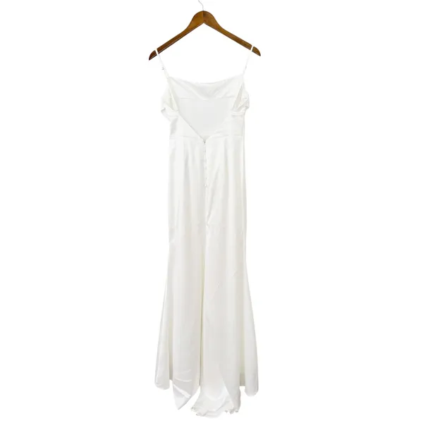 Lulus Lovely Endearment White Satin Sleeveless Backless Maxi Dress size S - Image 4
