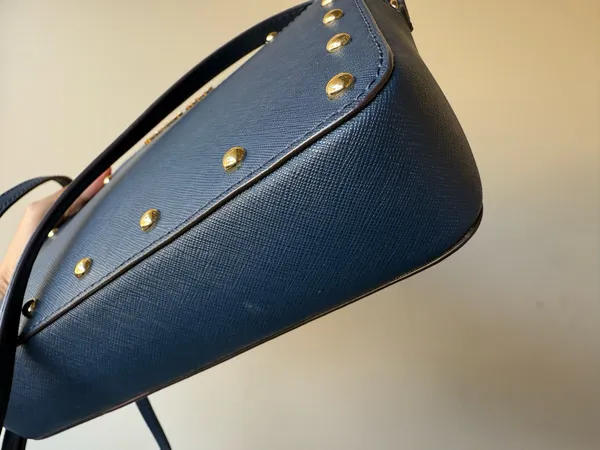 Michael Kors Navy Leather Crossbody with Gold Stud Accents - Image 5