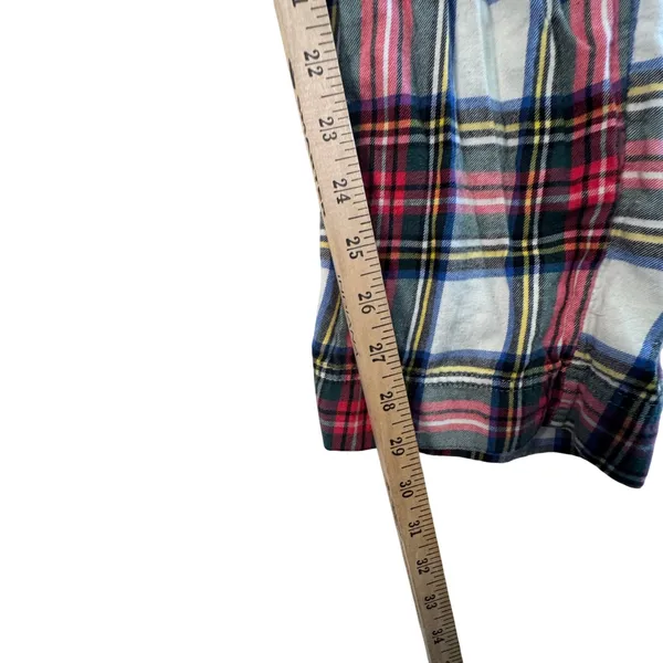 Aerie Women Medium Plaid Flannel Pajama Pants Rhinestone Accent Navy‎ Drawstring - Image 7