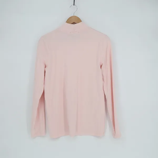 Preswick & Moore Shirt Womens M Light Pink Cotton Stretch Mock Neck Side Slit - Image 4