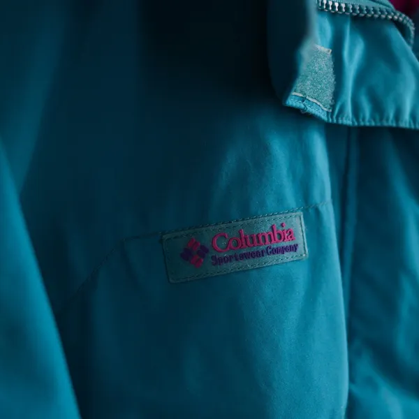 Vintage 90s Columbia Windbreaker Jacket‎ Womens L Teal Purple Radial Sleeve - Image 11