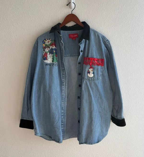Venezia Jeans Vintage Denim Winter Sweater - Image 2