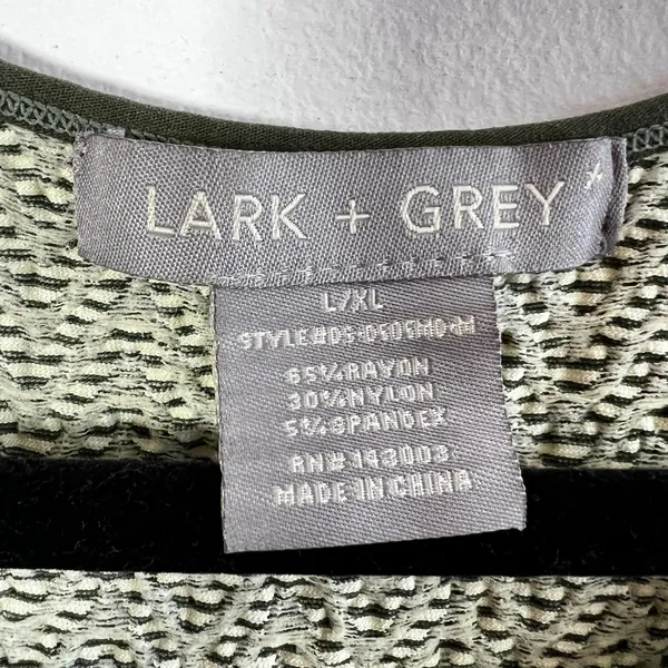Lark + Grey Striped Midi Dress Womens Sz L/XL Green Fitted Bodice Casual‎ - Image 3