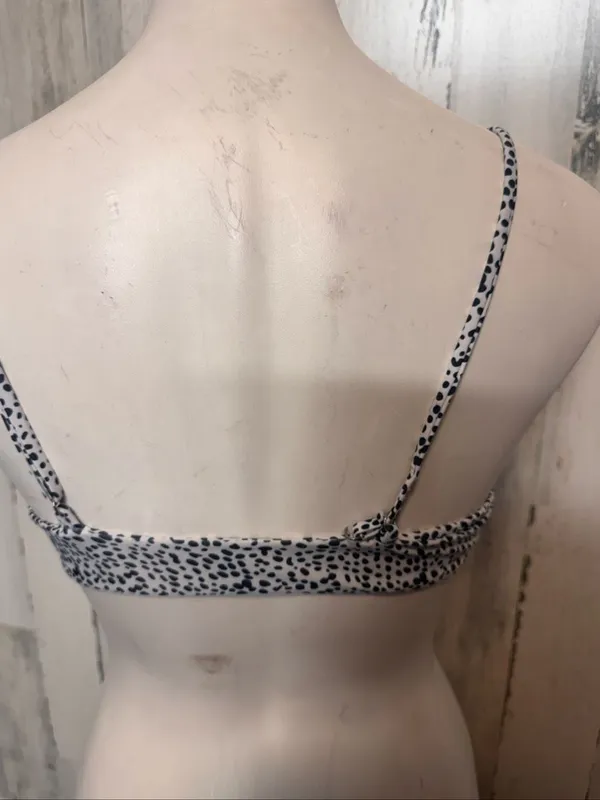 SheIn Leopard Print O-Ring Bikini Top Womens Small White Black Swim Top - Image 6