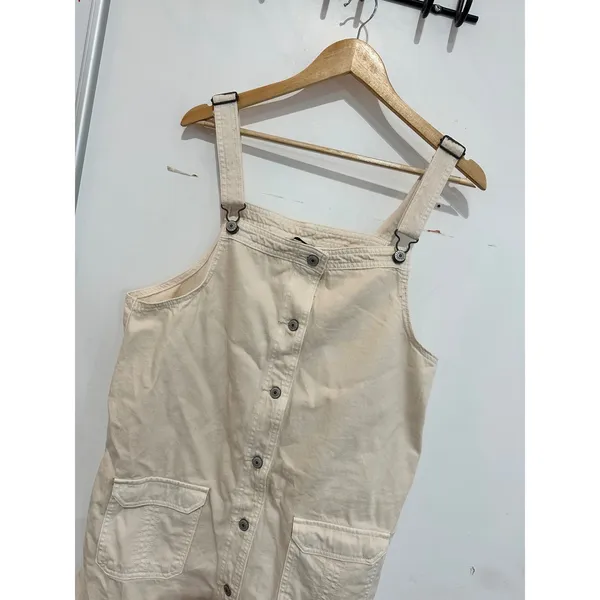 American Eagle Cream Denim Button Front Overall Dress XL NWT - Image 5