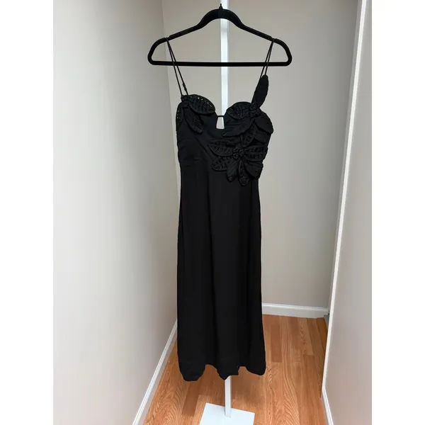 NEW Farm Rio Women’s Black Flowered Bust Midi Dress size XS - Image 6