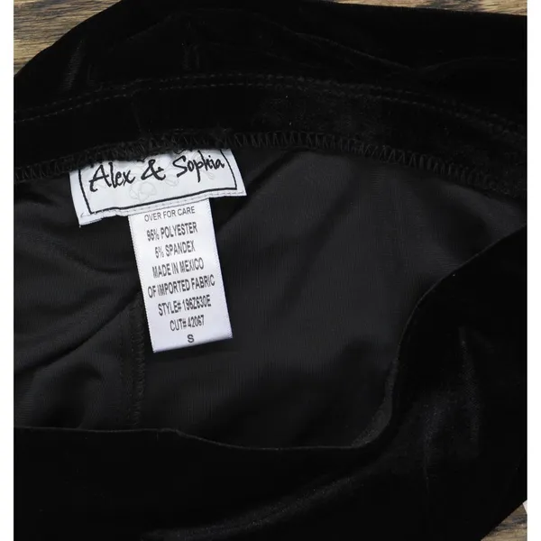 NWT Alex & Sophia Juniors High Rise Front Slit Wide Leg Velvet Pants Black S - Image 7