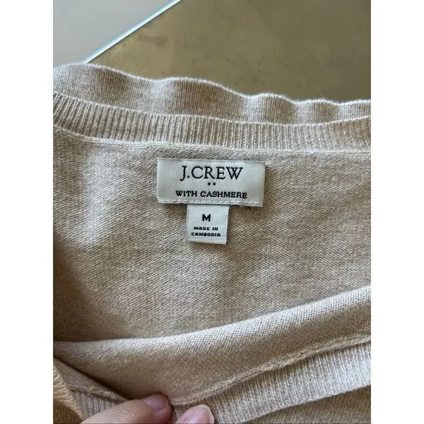 J.Crew Factory With Cashmere Crewneck Sweater Medium Oatmea - Image 2
