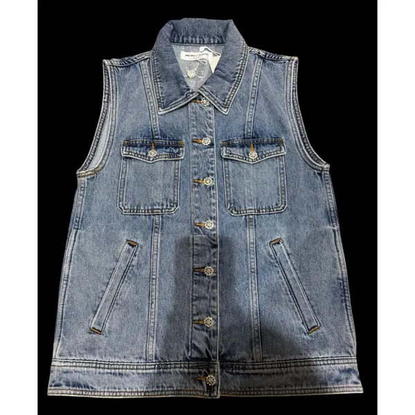 NWT Amanda Uprichard Greyson Denim Vest Rhinestone Button Sleeveless XS $180‎ - Image 6
