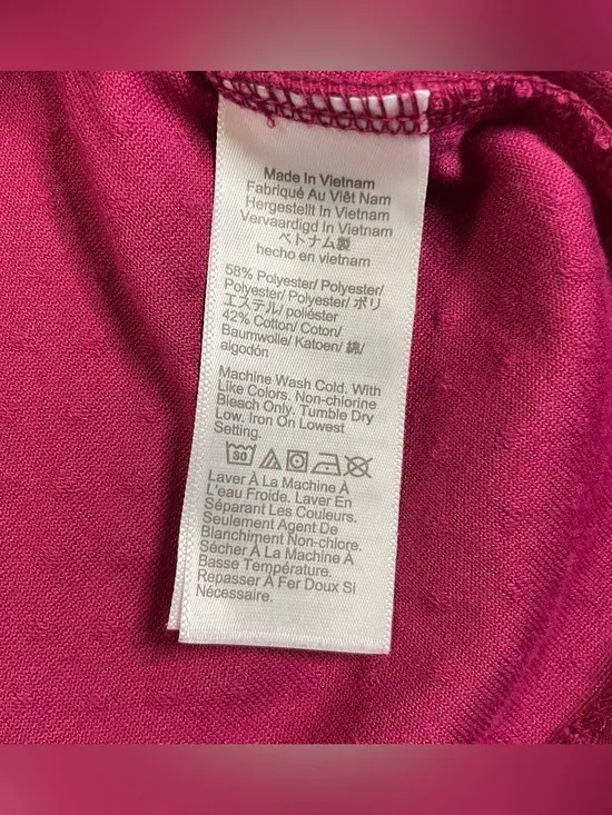 J. Crew Raspberry Bubble Textured 3/4 Sleeve Blouse size XL - Image 3