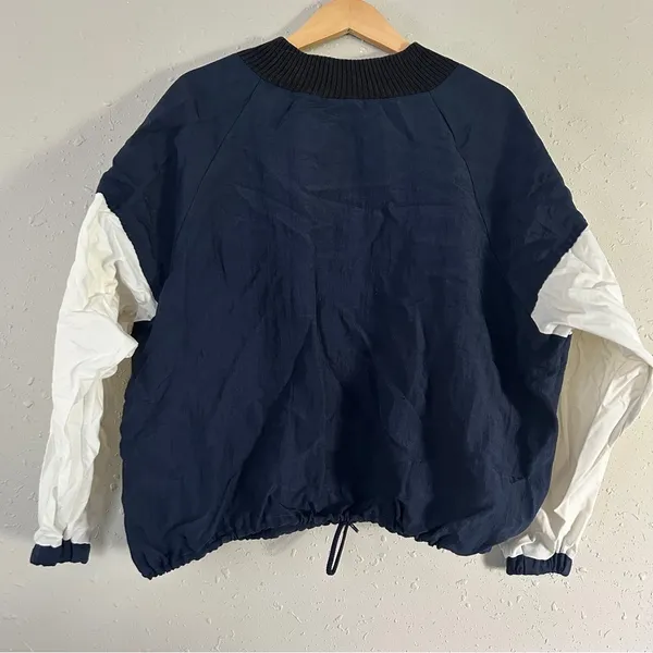 Navy White Jacket USA Patch America 4th of July Patriotic Windbreaker Retro - Image 3